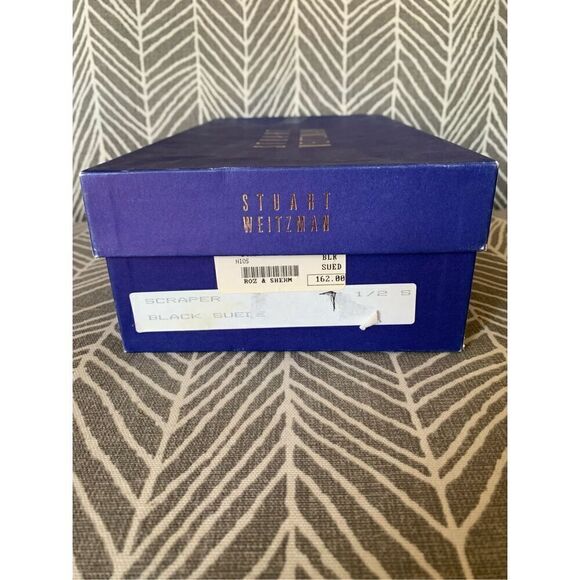 STUART WEITZMAN Black Suede Scraper Pump Heels Shoes 7.5 A NARROW DRESSY PARTY - Picture 9 of 10